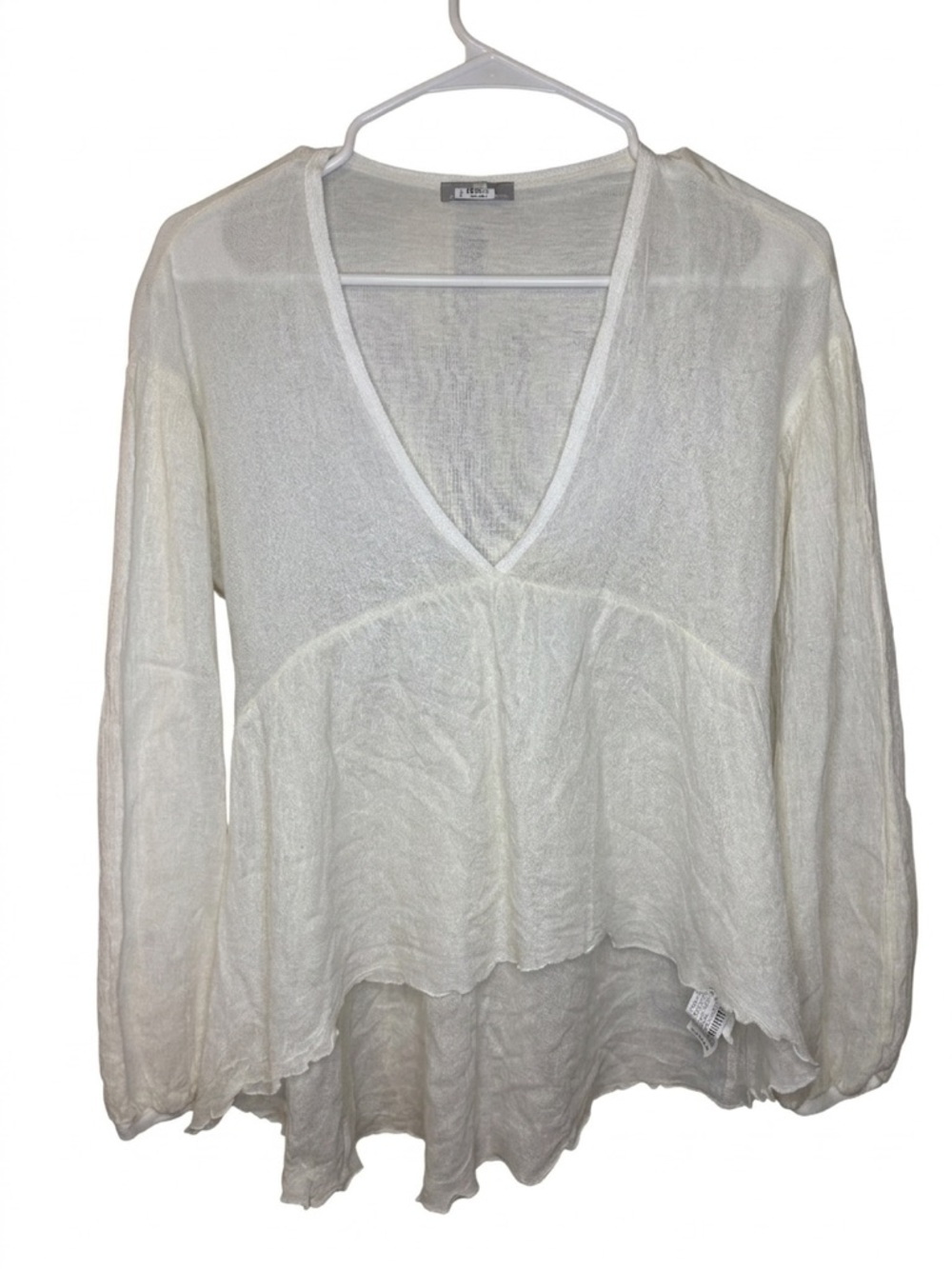 Zara Cream V-Neck Sheer Lightweight Tunic